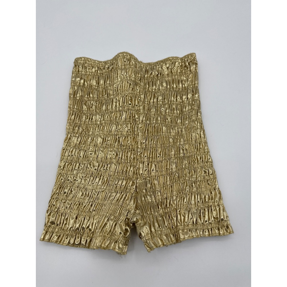 Malco Modes Vintage Metallic Gold Smocked High Waisted Dance Shorts Bloomers L